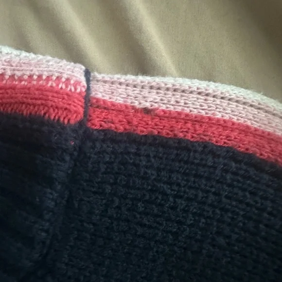 Marine Layer Archive Invierno Quarter Zip Cotton/Wool Navy Stripe Sweater, XS
